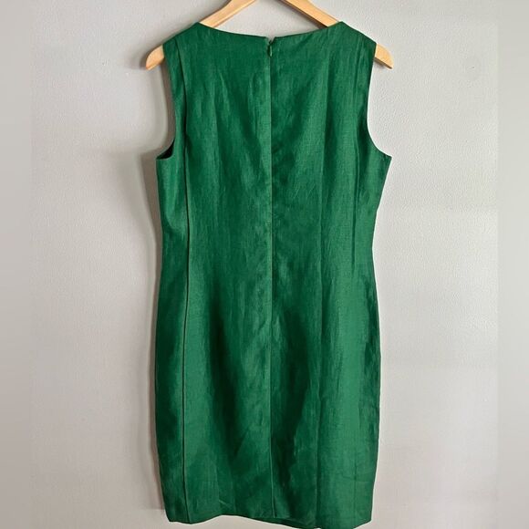 NWT Talbots Irish linen green sheath dress with matching jacket set career chic - Picture 6 of 13